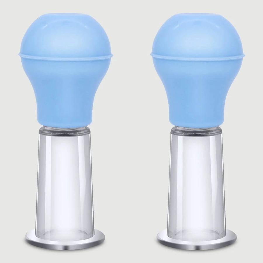 Delicate Nippel- und Klitoris-Pumpenset - Transparent/Blau