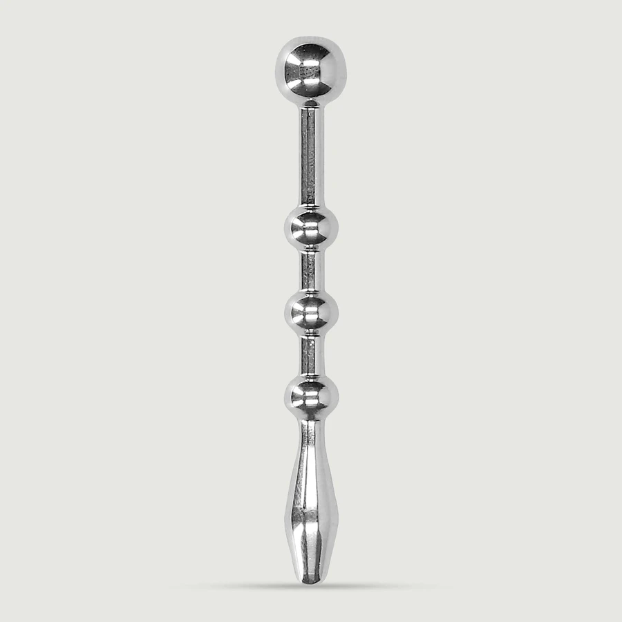 Sonde urétrale en métal avec nervures - Argent