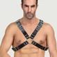 Men's Leather Adjustable Chest Strap Harness - Black - One Size
