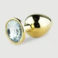 Anal Collection Large Metal Butt Plug with Round Jewel - Gold/Transparent