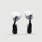 Sequin Nipple Pasties With Tassels - Silver/Black