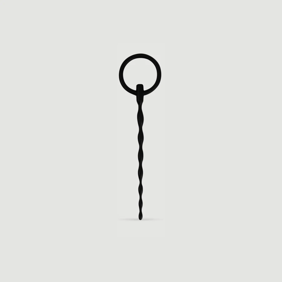 160 x 5 mm Son urétral en silicone avec anneau - Noir