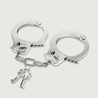 Metal Handcuffs With Triple Keyring - Silver