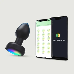 Luna App Controlled Silicone LED Lighting Vibrating Butt Plug - Schwarz