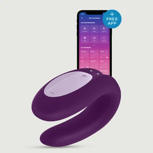Satisfyer Double Joy App-gebaseerde koppel vibrator - Violet