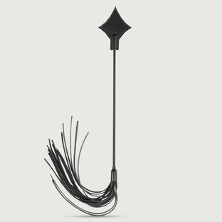 Cravache Diamond Tip avec bandes de cuir 28 cm - Noir