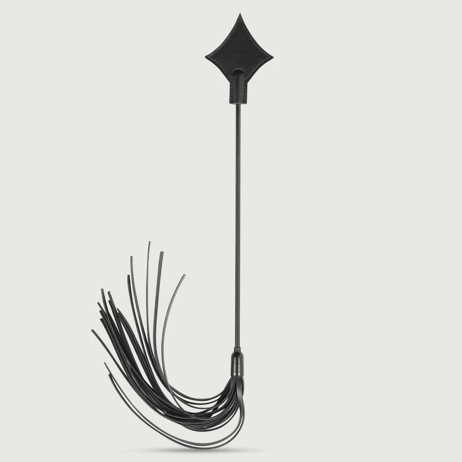 Cravache Diamond Tip avec bandes de cuir 28 cm - Noir