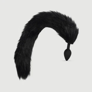 Long Tail Silicone Butt Plug - Noir