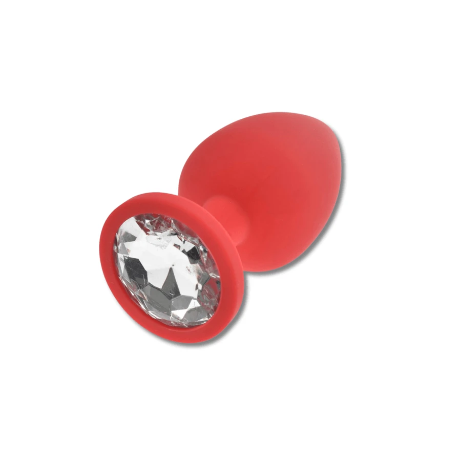 Anal Collection Plug Anal de Silicona con Joya Redonda - Rojo/Transparente
