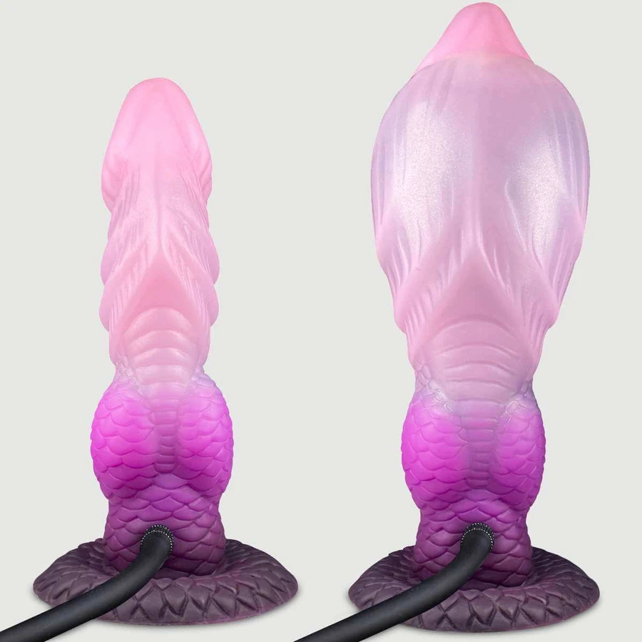Nadmuchiwane dildo Snake Skin Monster z przyssawką 21 x 4,2 cm - różowe: ceny i cechy