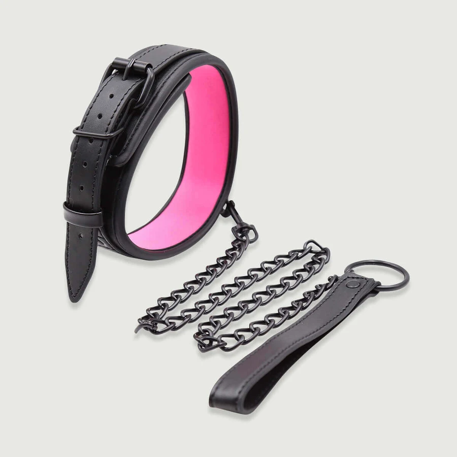 Halsband Met Binnenvulling & Afneembare Ketting - Roze