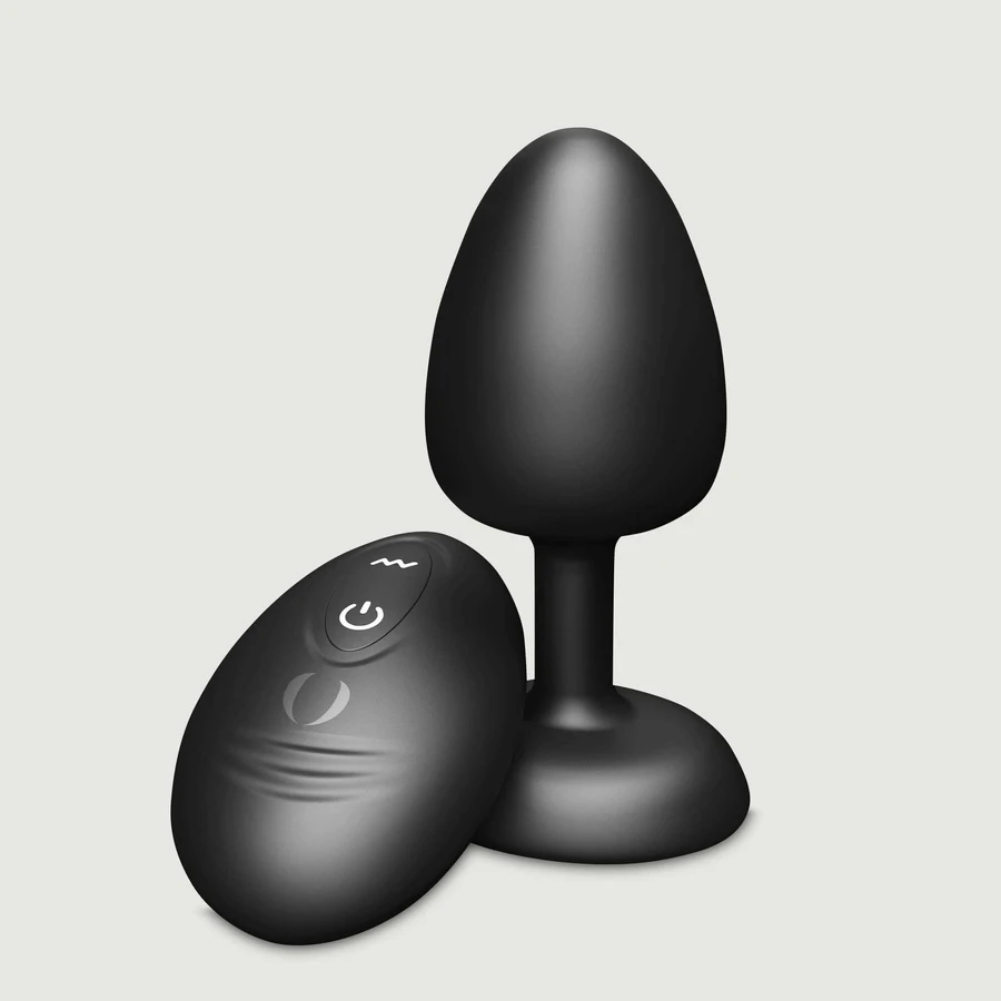 Geisha Remote Controlled Silicone Vibrating Infinite Butt Plug Medium - Schwarz
