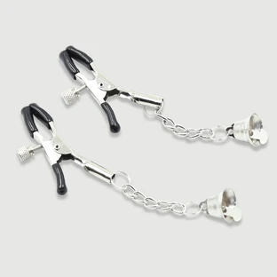 Tepelklemmen Met Ketting & Metalen Belletjes - Zilver