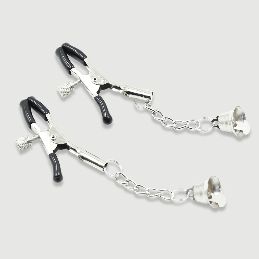 Tepelklemmen Met Ketting & Metalen Belletjes - Zilver