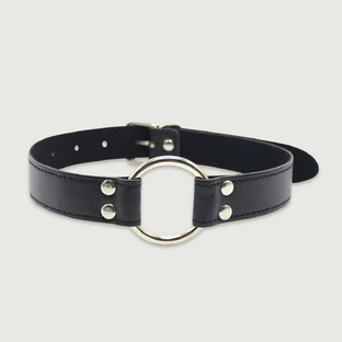 Leather Gag With Large O Ring - Black