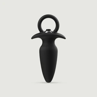 Classic Silicone Vibrating Butt Plug With Handle - Negro