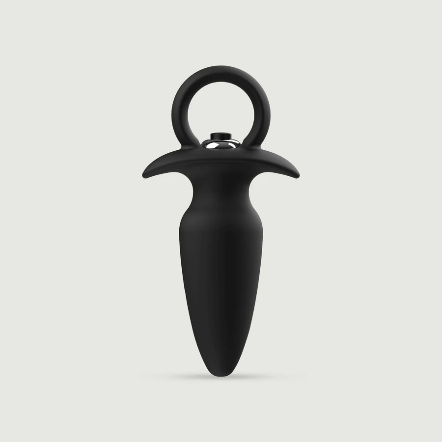 Classic Silicone Vibrating Butt Plug With Handle - Negro