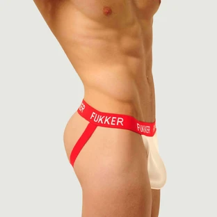 Fukker Jockstrap White and Red - Large