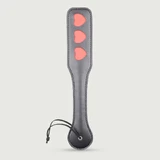 Domme Series Faux Leather Paddle With 3 Heart Cutouts - Black