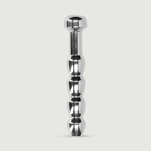 Gerippter dicker hohler klingender Penis Plug 8 mm - Silber