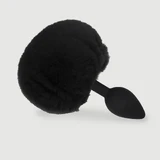 Grote Silicone Bunny Tail Butt Plug voor beginners - Zwart