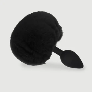 Plug Anal de Silicona Cola de Conejito para Principiantes - Negro