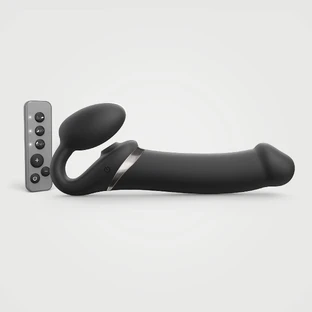 XL Silicone Multi Orgasm Clitoral Sucking Bendable Strapless Strap On - Black