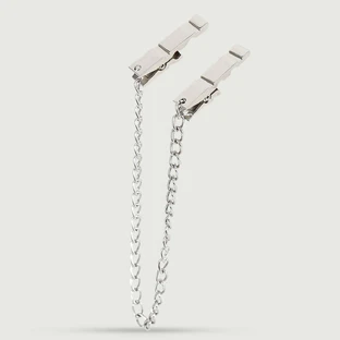 Nippelklammern mit Metallkette - Silber