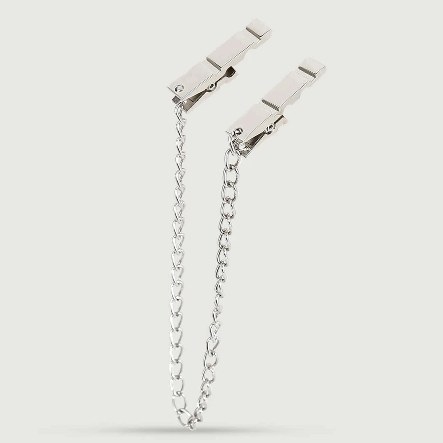 Nippelklammern mit Metallkette - Silber
