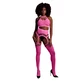 Glow In The Dark Crotchless Two Piece with Crop Top & Stockings - Pink - One Size