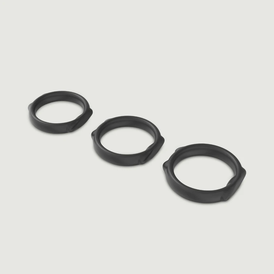 Cat Ears 3 siliconen penisringen - zwart