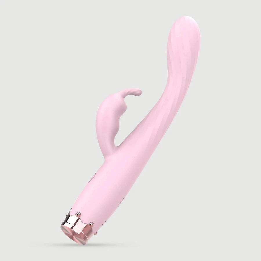 The Crown Vibrador Conejito de Silicona Curvo y Delgado para Principiantes - Rosa