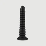 Deep Fuck Gerippter Flexibler Flüssig-Silikon-Dildo 31 x 4,4 cm - Schwarz