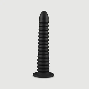 Deep Fuck Gode en silicone liquide flexible et nervuré 31 x 4,4 cm - Noir