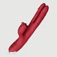 Vibrador Conejito de Silicona con Dos Dedos y Estimulador de Clítoris y Lengua - Rojo