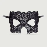 Kanten oogmasker met decoratieve elementen - Zwart