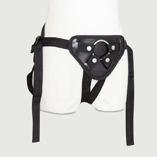 Strap On Harness mit breitem Rückenriemen und austauschbarem O-Ring - Schwarz