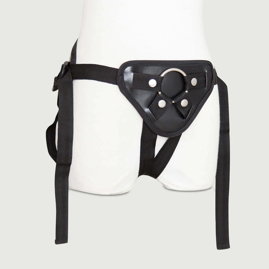 Strap On Harness mit breitem Rückenriemen und austauschbarem O-Ring - Schwarz