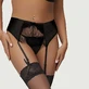 Plus Size Transparante Kanten Kousenband - Zwart - Large/X-Large