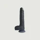 R13 Vibrateur réaliste télécommandé en silicone avec ventouse et boules - Noir