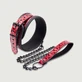 Halsband mit Kette und Lederleine - Rot
