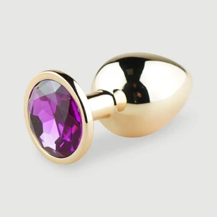 Anal Collection Plug Anal de Metal Grande con Joya Redonda - Rosa/Morado