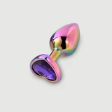 Anal Collection Plug Anal de Metal Grande con Joya de Corazón - Multicolor/Morado