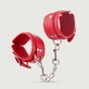 Adjustable Leather Cuff Set With Chain & Minimal Design - Red