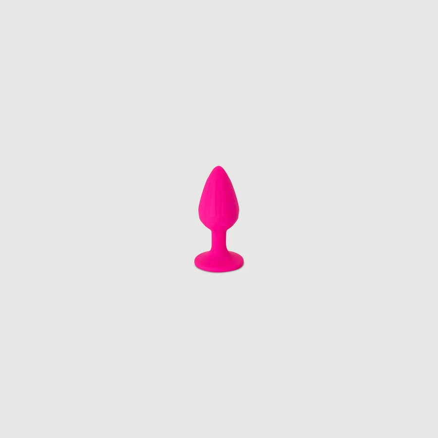Anal Collection Wavy Small Silicone Butt Plug with Suction Cup - Pink