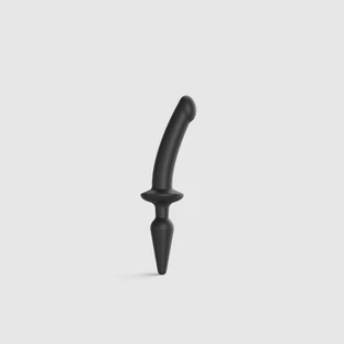 Switch Plug In Small Semi Realistic Dildo with Butt Plug - Black