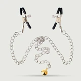 Nipple Clamps With Adjustable Pressure, Chain & Bell - Silver