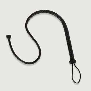 Fouet Bullwhip en simili-cuir tressé - Noir