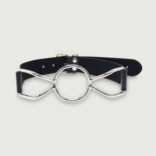 Verstelbare spiderknevel met metalen ring en leren riempje - zilver/zwart