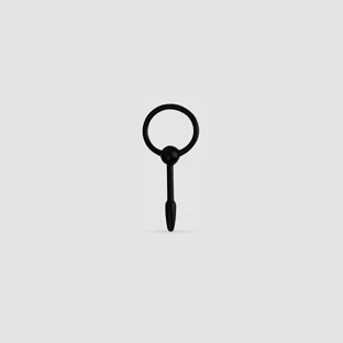 96 x 5 mm Silicone Urethral Plug with Ring - Black